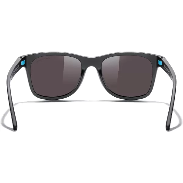 MERRYS Unisex Polarized Sunglasses for lovers Lightweight TR90 Frame Square Sun Glasses for MenWomenBlack FrameBlue Mirror Lens