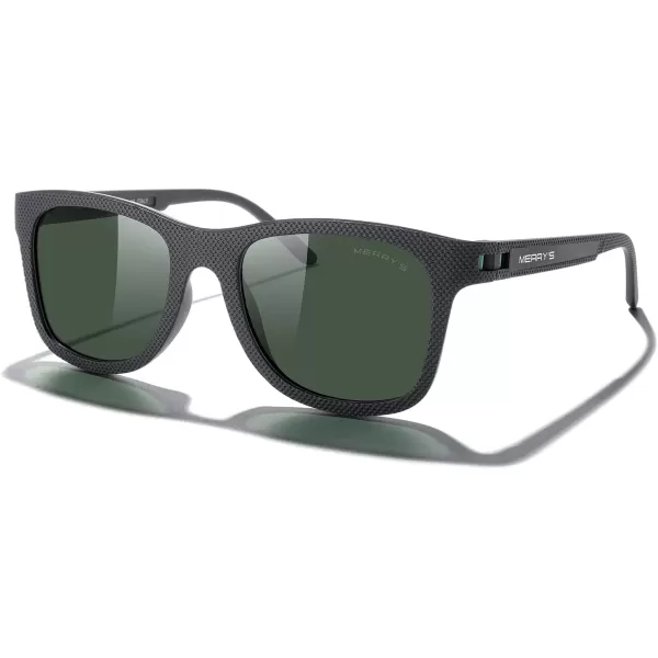 MERRYS Unisex Polarized Sunglasses for lovers Lightweight TR90 Frame Square Sun Glasses for MenWomenBlack FrameG15 LensGreen Temples
