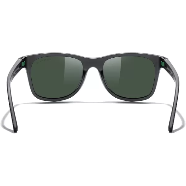 MERRYS Unisex Polarized Sunglasses for lovers Lightweight TR90 Frame Square Sun Glasses for MenWomenBlack FrameG15 LensGreen Temples