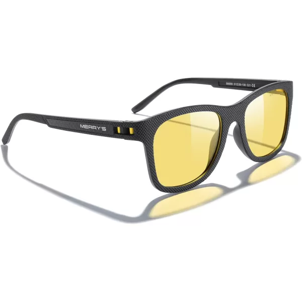 MERRYS Unisex Polarized Sunglasses for lovers Lightweight TR90 Frame Square Sun Glasses for MenWomenBlack FrameNight Driving Glasses