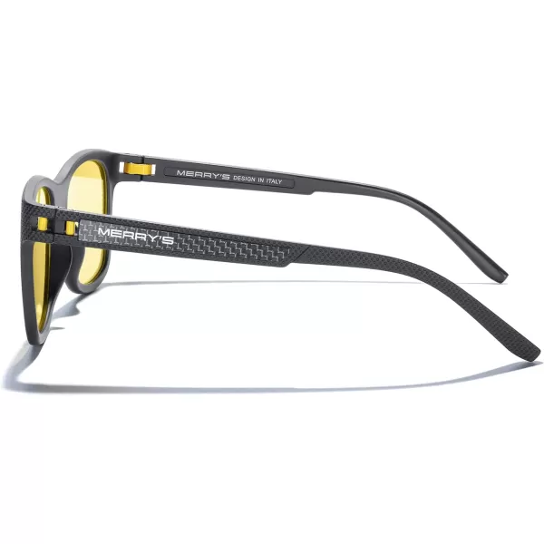 MERRYS Unisex Polarized Sunglasses for lovers Lightweight TR90 Frame Square Sun Glasses for MenWomenBlack FrameNight Driving Glasses