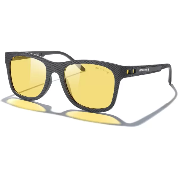 MERRYS Unisex Polarized Sunglasses for lovers Lightweight TR90 Frame Square Sun Glasses for MenWomenBlack FrameNight Driving Glasses