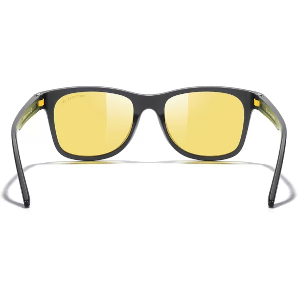 MERRYS Unisex Polarized Sunglasses for lovers Lightweight TR90 Frame Square Sun Glasses for MenWomenBlack FrameNight Driving Glasses