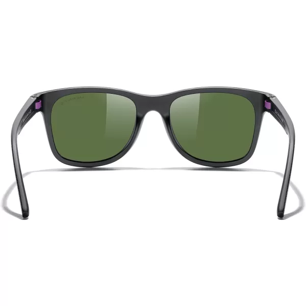 MERRYS Unisex Polarized Sunglasses for lovers Lightweight TR90 Frame Square Sun Glasses for MenWomenBlack FramePurple Mirror LensPurple Temples