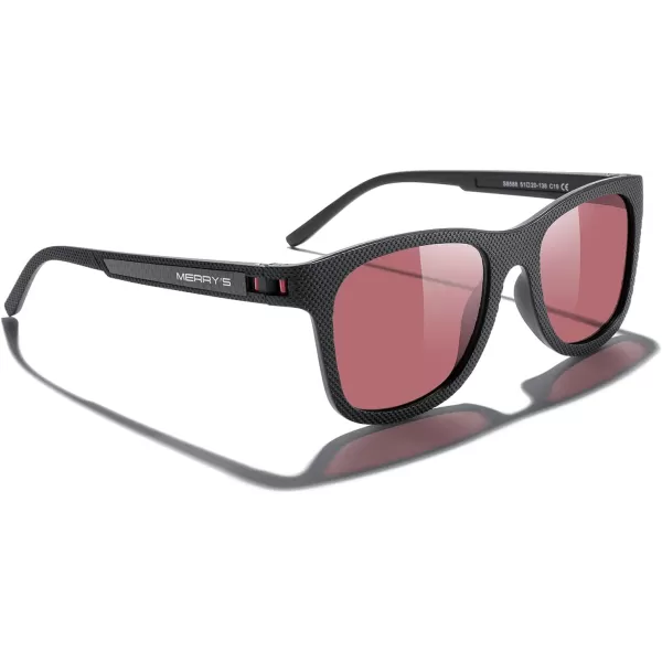 MERRYS Unisex Polarized Sunglasses for lovers Lightweight TR90 Frame Square Sun Glasses for MenWomenBlack FrameRed LensRed Temples