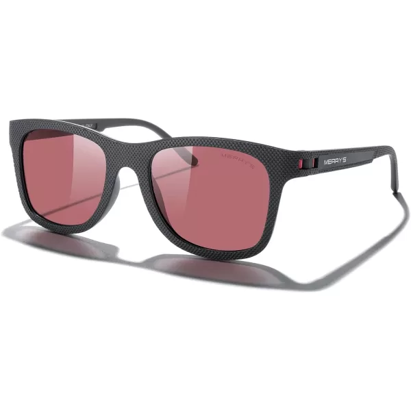 MERRYS Unisex Polarized Sunglasses for lovers Lightweight TR90 Frame Square Sun Glasses for MenWomenBlack FrameRed LensRed Temples