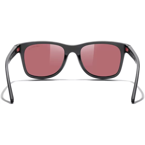 MERRYS Unisex Polarized Sunglasses for lovers Lightweight TR90 Frame Square Sun Glasses for MenWomenBlack FrameRed LensRed Temples