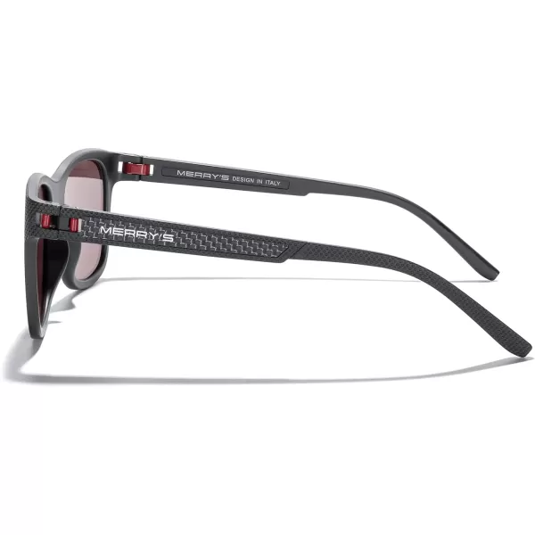 MERRYS Unisex Polarized Sunglasses for lovers Lightweight TR90 Frame Square Sun Glasses for MenWomenBlack FrameRed LensRed Temples
