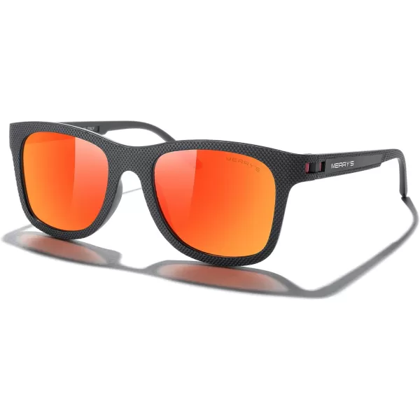 MERRYS Unisex Polarized Sunglasses for lovers Lightweight TR90 Frame Square Sun Glasses for MenWomenBlack FrameRed Mirror Lens