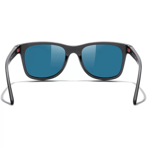 MERRYS Unisex Polarized Sunglasses for lovers Lightweight TR90 Frame Square Sun Glasses for MenWomenBlack FrameRed Mirror Lens