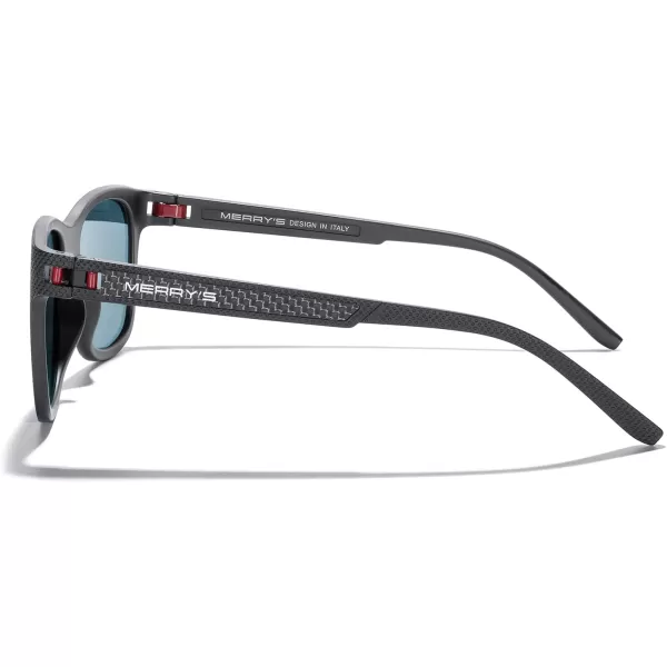 MERRYS Unisex Polarized Sunglasses for lovers Lightweight TR90 Frame Square Sun Glasses for MenWomenBlack FrameRed Mirror Lens