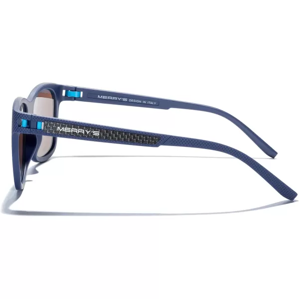 MERRYS Unisex Polarized Sunglasses for lovers Lightweight TR90 Frame Square Sun Glasses for MenWomenBlue FrameBlue Mirror Lens