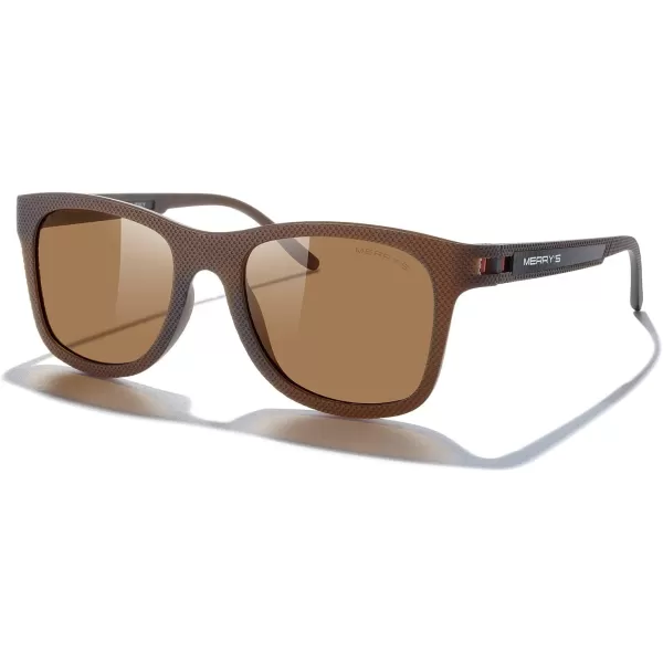 MERRYS Unisex Polarized Sunglasses for lovers Lightweight TR90 Frame Square Sun Glasses for MenWomenBrown FrameBrown Lens