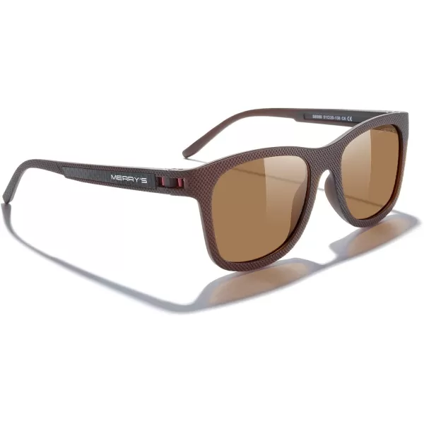 MERRYS Unisex Polarized Sunglasses for lovers Lightweight TR90 Frame Square Sun Glasses for MenWomenBrown FrameBrown Lens