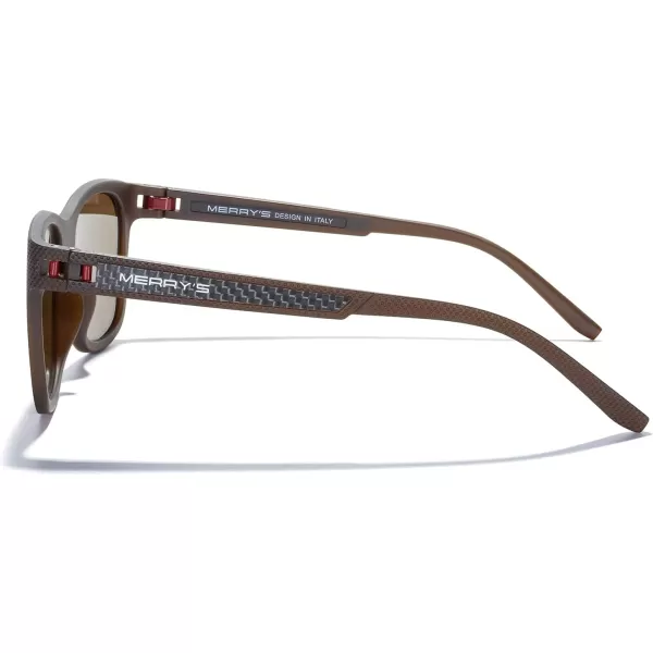 MERRYS Unisex Polarized Sunglasses for lovers Lightweight TR90 Frame Square Sun Glasses for MenWomenBrown FrameBrown Lens