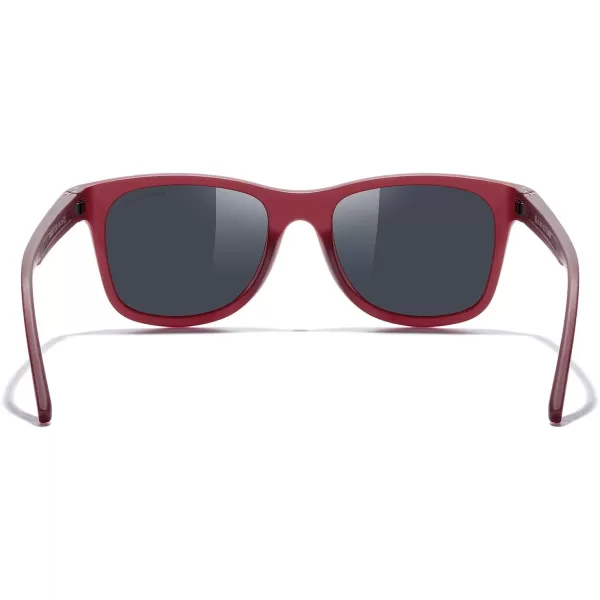 MERRYS Unisex Polarized Sunglasses for lovers Lightweight TR90 Frame Square Sun Glasses for MenWomenRed FrameBlack Lens