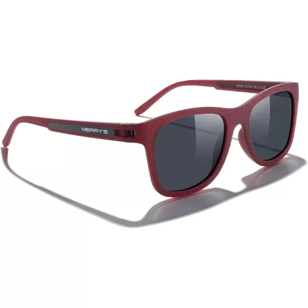 MERRYS Unisex Polarized Sunglasses for lovers Lightweight TR90 Frame Square Sun Glasses for MenWomenRed FrameBlack Lens
