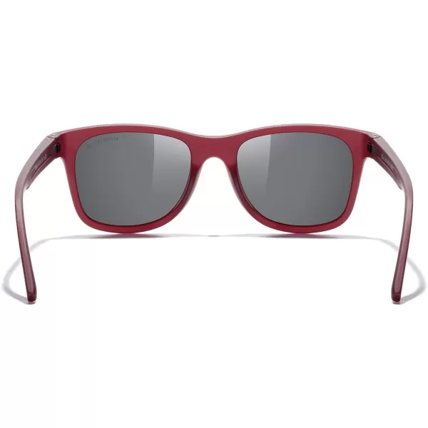 MERRYS Unisex Polarized Sunglasses for lovers Lightweight TR90 Frame Square Sun Glasses for MenWomenRed FrameSilver Mirror LensBlack Temples