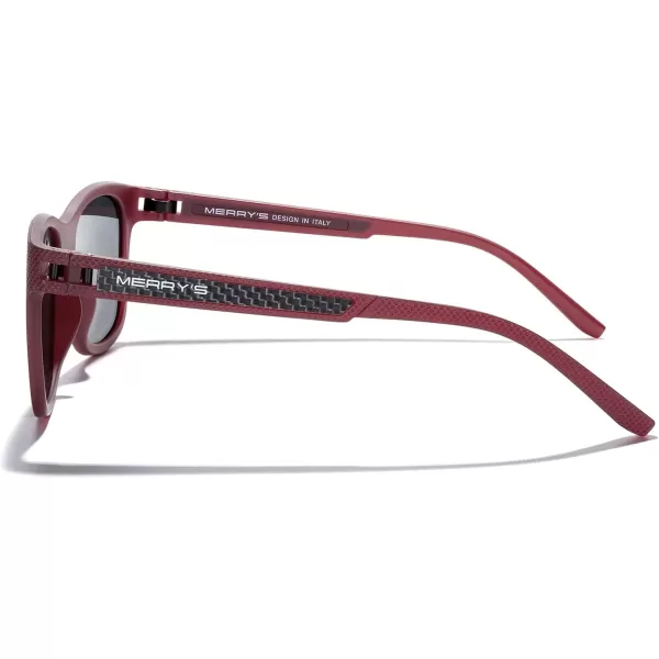 MERRYS Unisex Polarized Sunglasses for lovers Lightweight TR90 Frame Square Sun Glasses for MenWomenRed FrameSilver Mirror LensBlack Temples