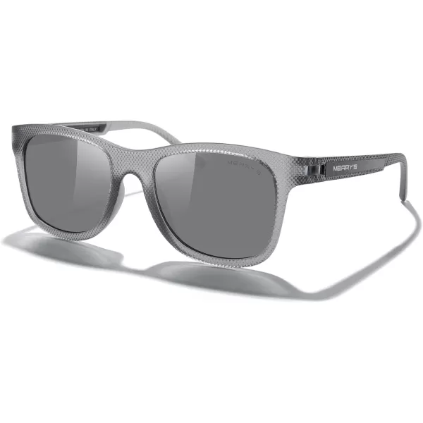 MERRYS Unisex Polarized Sunglasses for lovers Lightweight TR90 Frame Square Sun Glasses for MenWomenTra Gray FrameSilver Mirror LensGray Temples