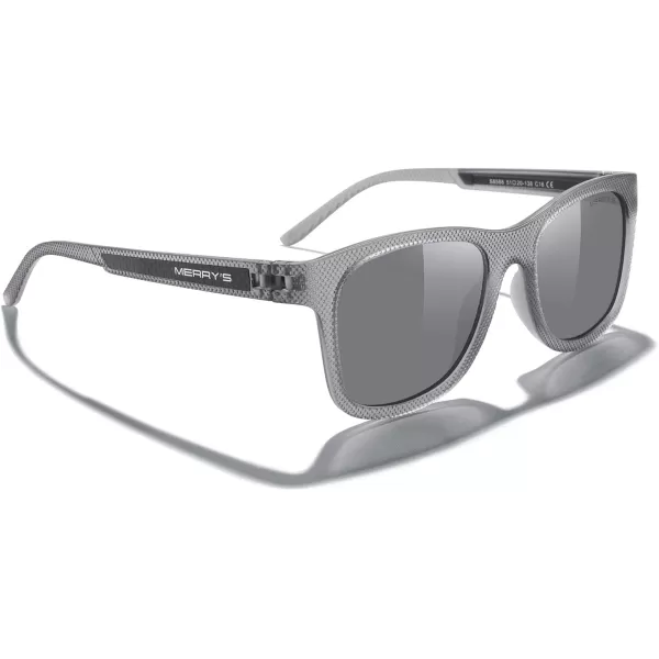MERRYS Unisex Polarized Sunglasses for lovers Lightweight TR90 Frame Square Sun Glasses for MenWomenTra Gray FrameSilver Mirror LensGray Temples