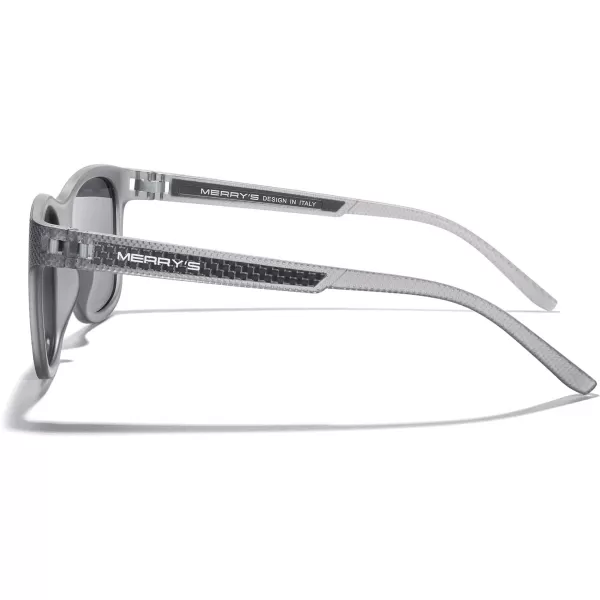 MERRYS Unisex Polarized Sunglasses for lovers Lightweight TR90 Frame Square Sun Glasses for MenWomenTra Gray FrameSilver Mirror LensGray Temples