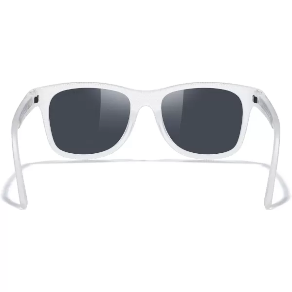 MERRYS Unisex Polarized Sunglasses for lovers Lightweight TR90 Frame Square Sun Glasses for MenWomenTransparent FrameBlack LensBlack Temples