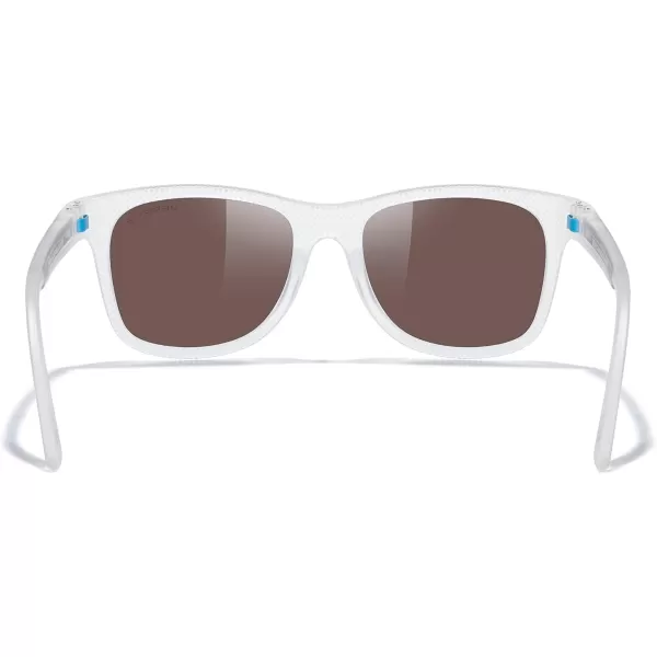 MERRYS Unisex Polarized Sunglasses for lovers Lightweight TR90 Frame Square Sun Glasses for MenWomenTransparent FrameBlue Mirror LensBlue Temples