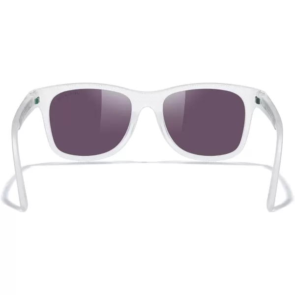 MERRYS Unisex Polarized Sunglasses for lovers Lightweight TR90 Frame Square Sun Glasses for MenWomenTransparent FrameGreen Mirror LensGreen Temples