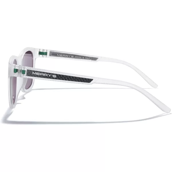 MERRYS Unisex Polarized Sunglasses for lovers Lightweight TR90 Frame Square Sun Glasses for MenWomenTransparent FrameGreen Mirror LensGreen Temples