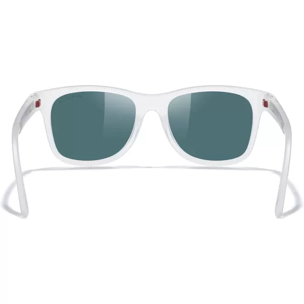 MERRYS Unisex Polarized Sunglasses for lovers Lightweight TR90 Frame Square Sun Glasses for MenWomenTransparent FrameRed Mirror LensRed Temples