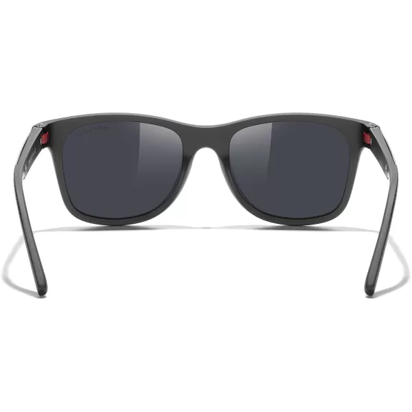 MERRYS Unisex Polarized Sunglasses for lovers Lightweight TR90 Frame Square Sun Glasses for MenWomenZ Black FrameBlack LensRed Hinge