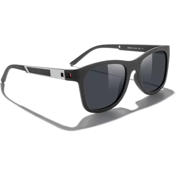 MERRYS Unisex Polarized Sunglasses for lovers Lightweight TR90 Frame Square Sun Glasses for MenWomenZ Black FrameBlack LensRed Hinge