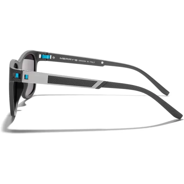 MERRYS Unisex Polarized Sunglasses for lovers Lightweight TR90 Frame Square Sun Glasses for MenWomenZ Black FrameBlue Mirror Lens