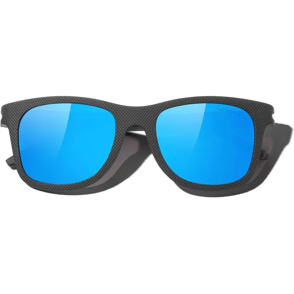 MERRYS Unisex Polarized Sunglasses for lovers Lightweight TR90 Frame Square Sun Glasses for MenWomenZ Black FrameBlue Mirror Lens