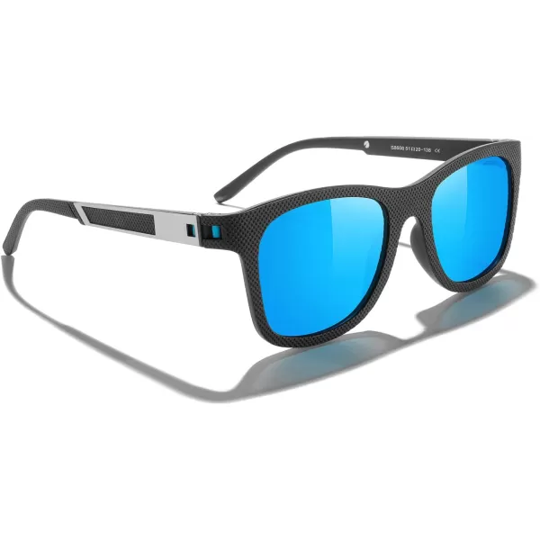 MERRYS Unisex Polarized Sunglasses for lovers Lightweight TR90 Frame Square Sun Glasses for MenWomenZ Black FrameBlue Mirror Lens