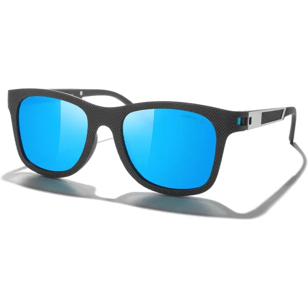 MERRYS Unisex Polarized Sunglasses for lovers Lightweight TR90 Frame Square Sun Glasses for MenWomenZ Black FrameBlue Mirror Lens
