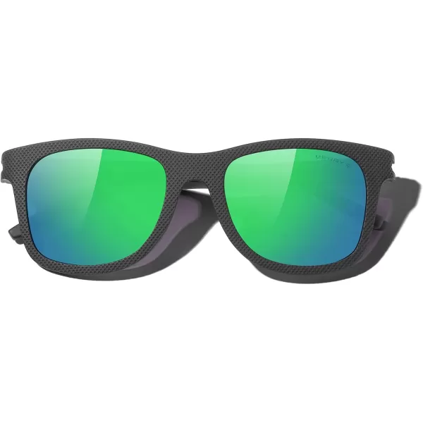 MERRYS Unisex Polarized Sunglasses for lovers Lightweight TR90 Frame Square Sun Glasses for MenWomenZ Black FrameGreen Mirror Lens