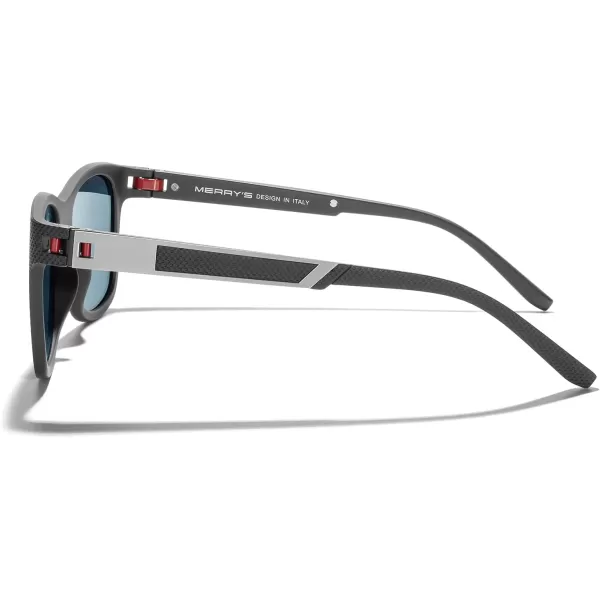 MERRYS Unisex Polarized Sunglasses for lovers Lightweight TR90 Frame Square Sun Glasses for MenWomenZ Black FrameRed Mirror Lens