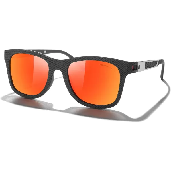 MERRYS Unisex Polarized Sunglasses for lovers Lightweight TR90 Frame Square Sun Glasses for MenWomenZ Black FrameRed Mirror Lens