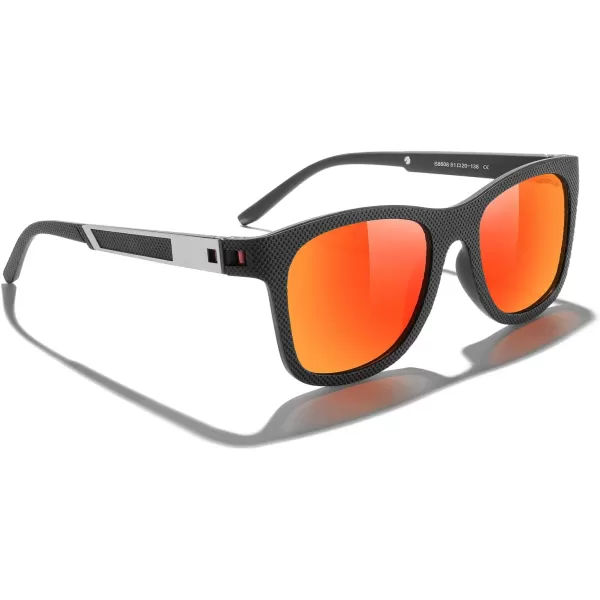 MERRYS Unisex Polarized Sunglasses for lovers Lightweight TR90 Frame Square Sun Glasses for MenWomenZ Black FrameRed Mirror Lens