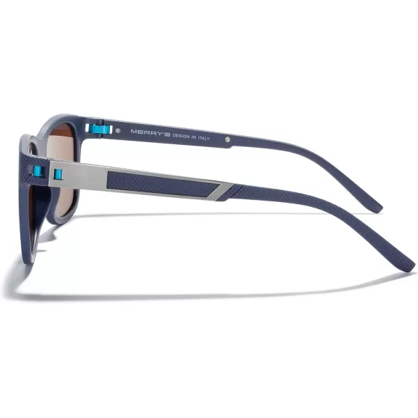 MERRYS Unisex Polarized Sunglasses for lovers Lightweight TR90 Frame Square Sun Glasses for MenWomenZ Blue FrameBlue Mirror Lens