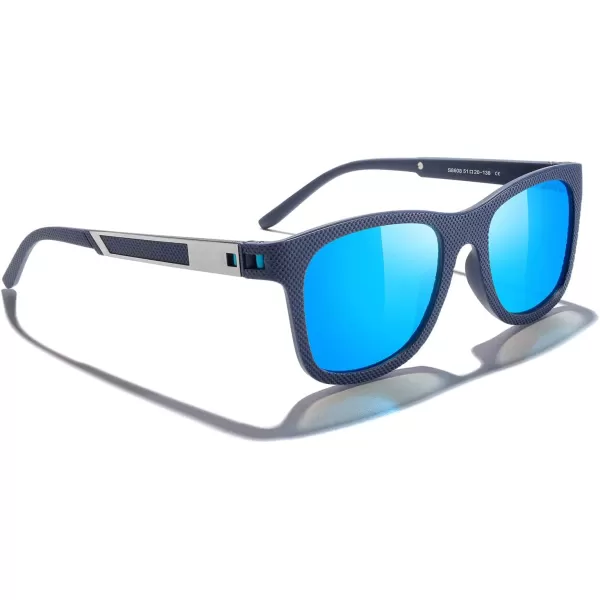 MERRYS Unisex Polarized Sunglasses for lovers Lightweight TR90 Frame Square Sun Glasses for MenWomenZ Blue FrameBlue Mirror Lens