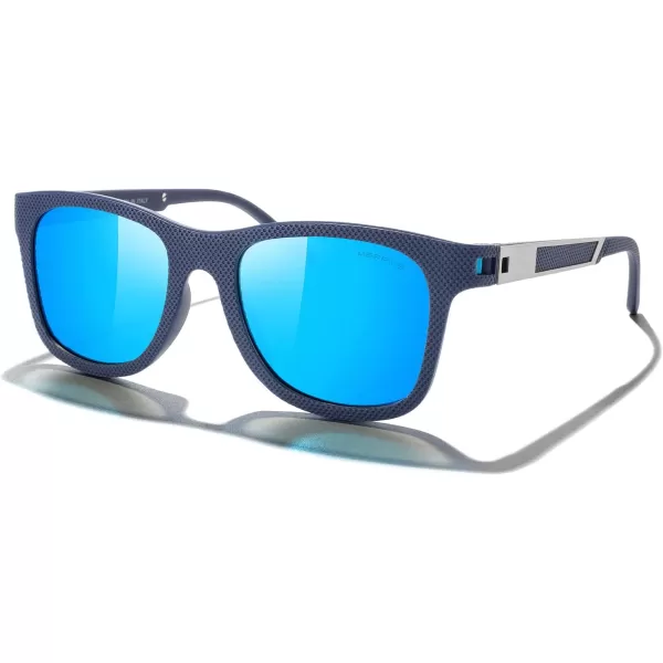 MERRYS Unisex Polarized Sunglasses for lovers Lightweight TR90 Frame Square Sun Glasses for MenWomenZ Blue FrameBlue Mirror Lens