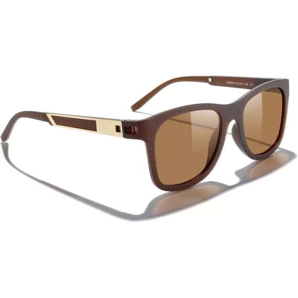 MERRYS Unisex Polarized Sunglasses for lovers Lightweight TR90 Frame Square Sun Glasses for MenWomenZ Brown FrameBrown Lens