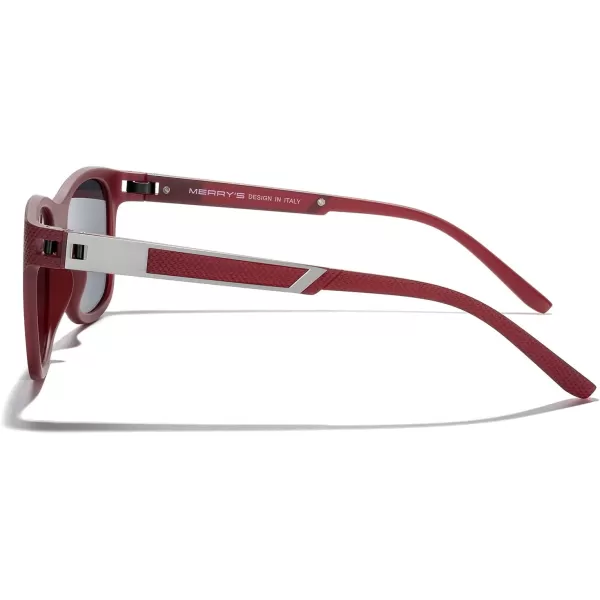 MERRYS Unisex Polarized Sunglasses for lovers Lightweight TR90 Frame Square Sun Glasses for MenWomenZ Red FrameBlack Lens