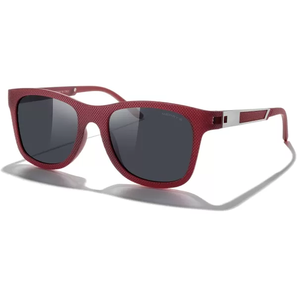 MERRYS Unisex Polarized Sunglasses for lovers Lightweight TR90 Frame Square Sun Glasses for MenWomenZ Red FrameBlack Lens
