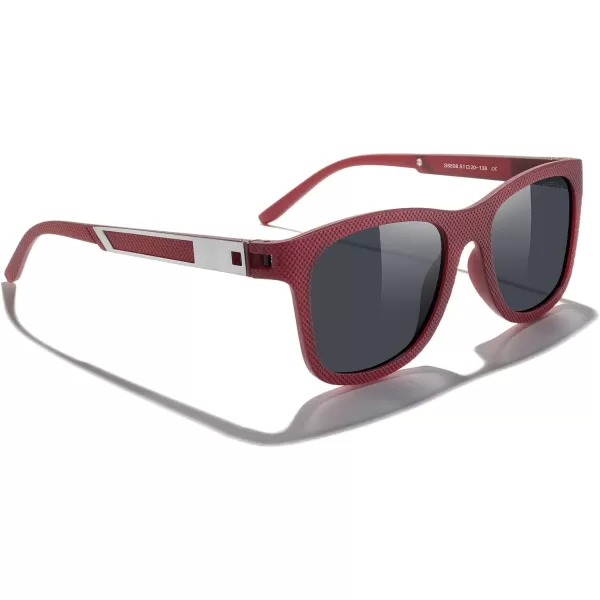 MERRYS Unisex Polarized Sunglasses for lovers Lightweight TR90 Frame Square Sun Glasses for MenWomenZ Red FrameBlack Lens