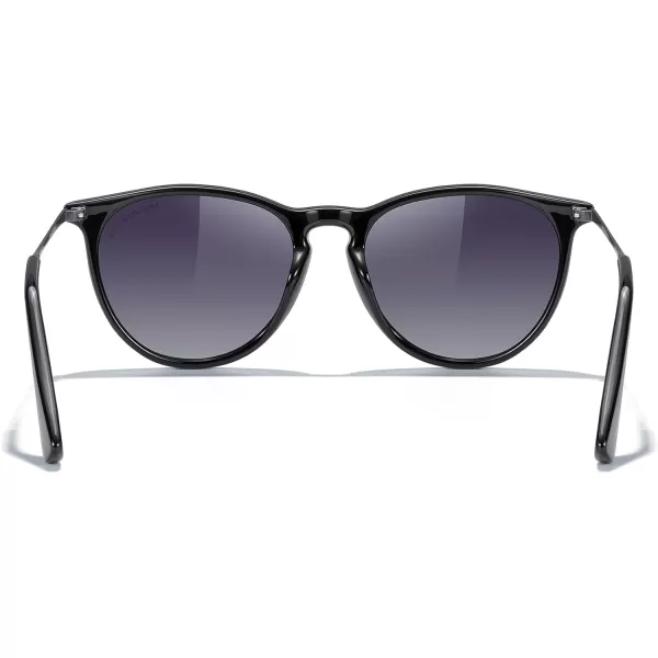 MERRYS Vintage Polarized Sunglasses for Women Men Retro Round Mirrored Lens Sun glasses UV400Black FrameBlack Gradient LensGrey Legs