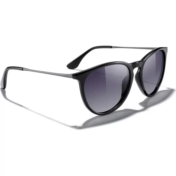 MERRYS Vintage Polarized Sunglasses for Women Men Retro Round Mirrored Lens Sun glasses UV400Black FrameBlack Gradient LensGrey Legs